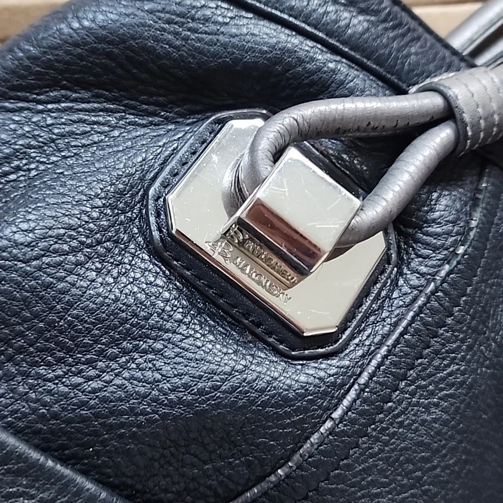 B. Makowsky black leather purse leopard lining - Picture 10 of 12